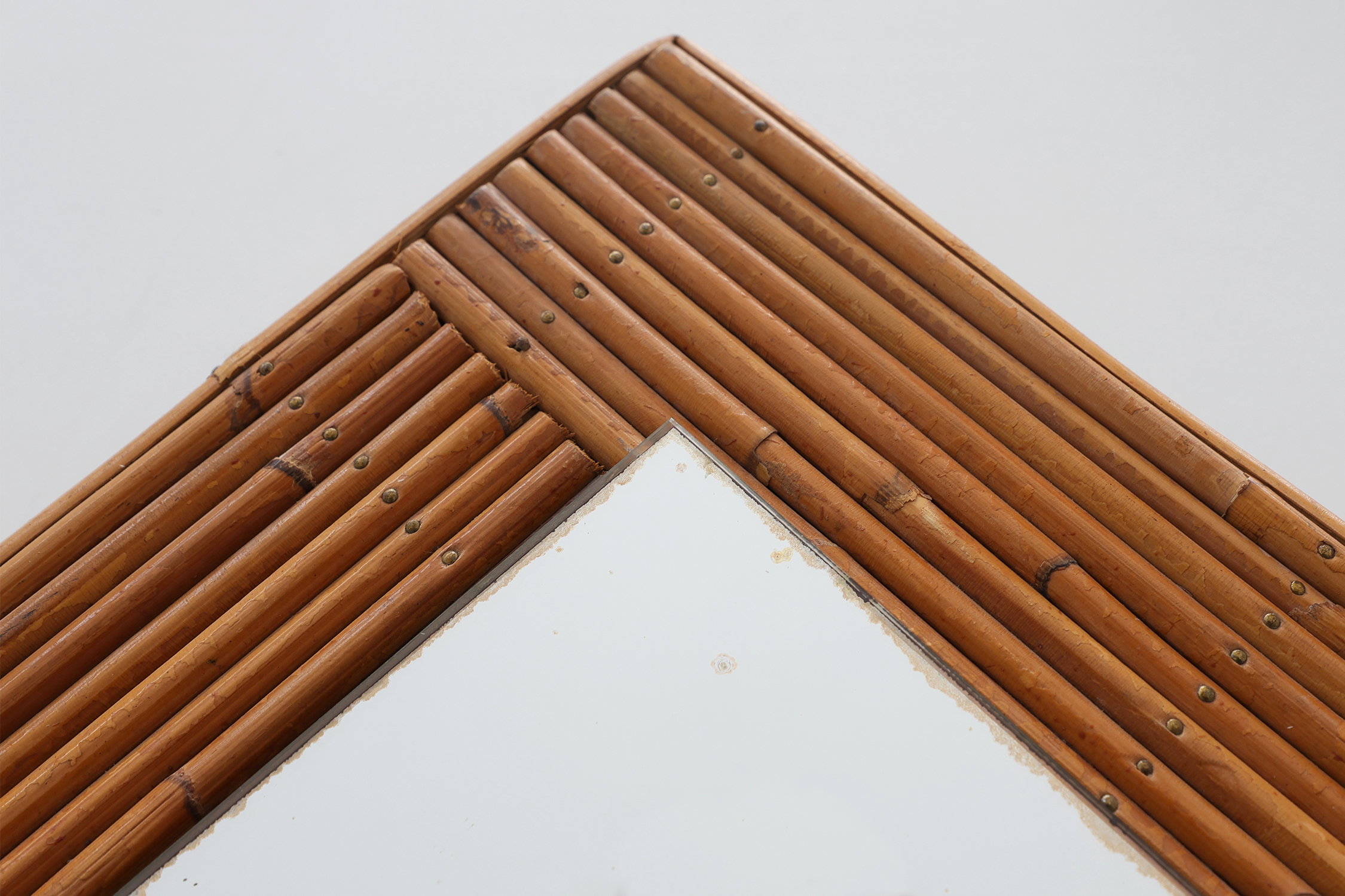 Mid century Square rattan mirror, France, 1960sthumbnail